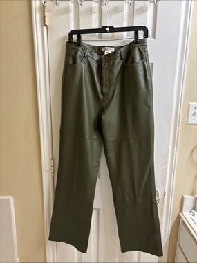 Z by Zelda olive green  lambskin fully lined pants